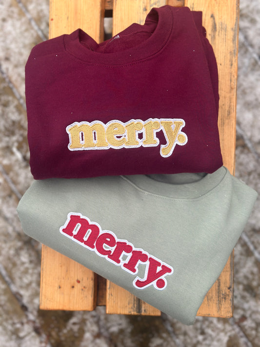 Merry. embroidered sweatshirt or hoodie