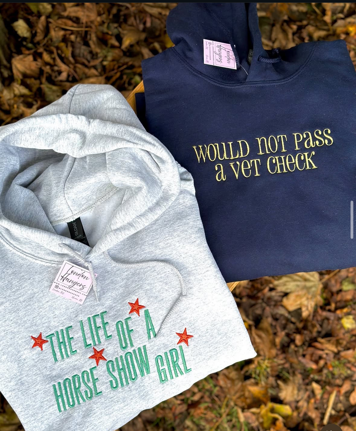 Would not pass a vet check embroidered crewneck or hoodie