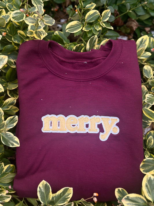 Merry. embroidered sweatshirt or hoodie