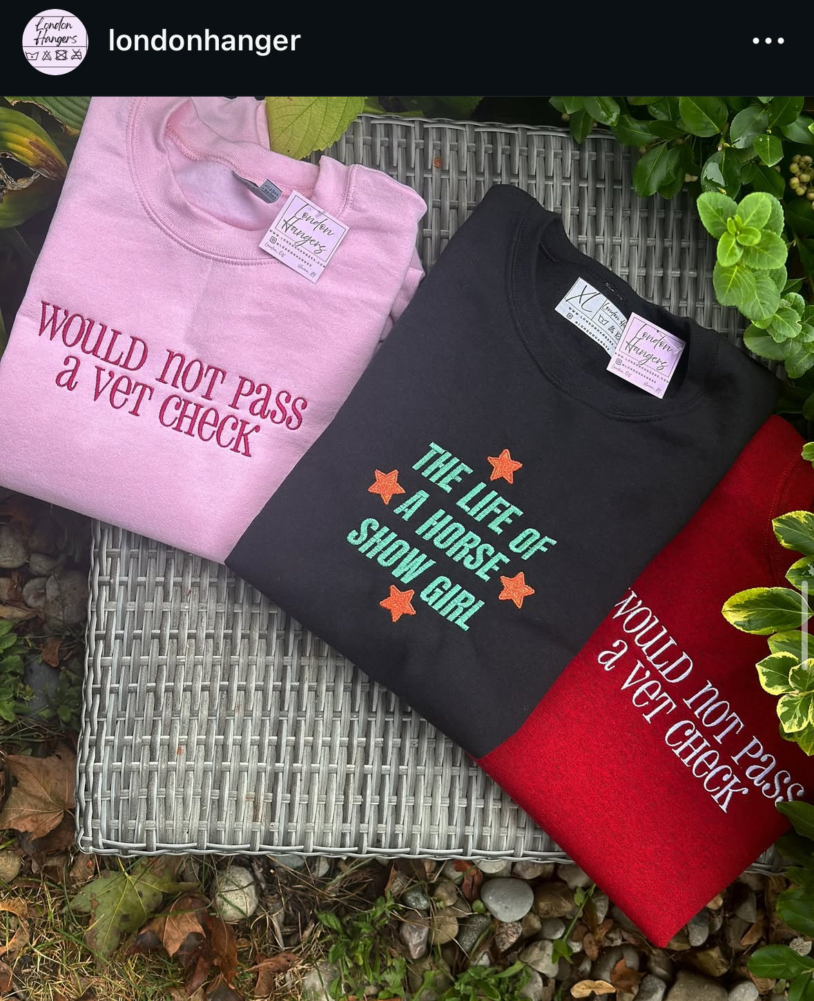 Would not pass a vet check embroidered crewneck or hoodie