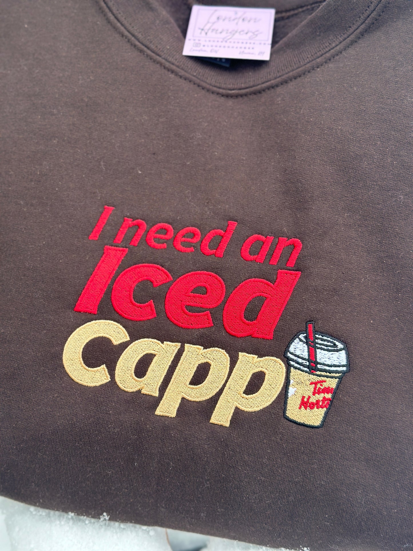 I need an Iced capp Embroidered Sweatshirt and Hoodie