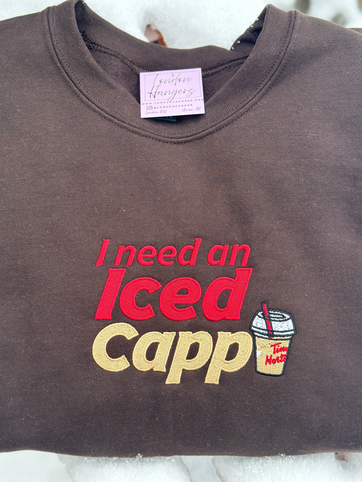 I need an Iced capp Embroidered Sweatshirt and Hoodie