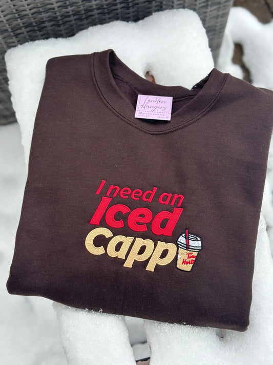 I need an Iced capp Embroidered Sweatshirt and Hoodie